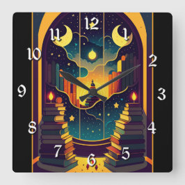 Bokar magiska verklighet fyrkantig klocka