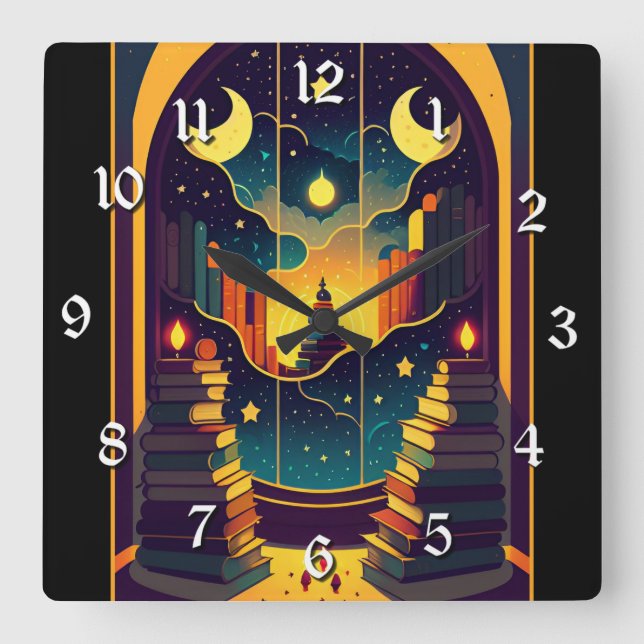 Bokar magiska verklighet fyrkantig klocka (Framsida)