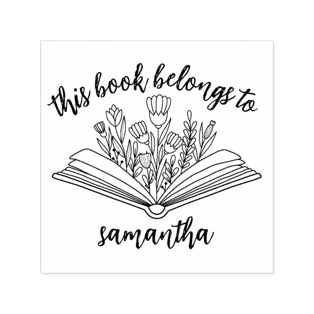 Bokar med blommor Tillhören Bok till Självfärgande Stämpel (Design)