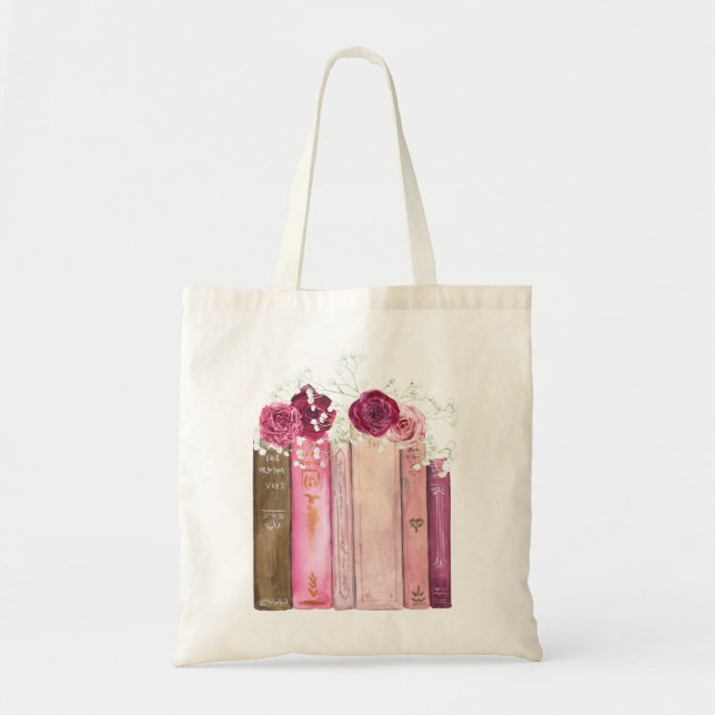 Bokar med Magenta Flowers Tygkasse (Framsidan)