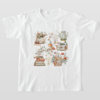 Bokar Mushroom Blommigt Whimsical Cottagecore Art T Shirt