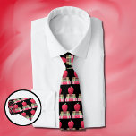 Bokar och Apple Teacher Black Neck Tie Slips<br><div class="desc">En svart slips för lärarna med mönster i en bokar-stapel och ett rött äpple. © ArianeC Illustrations-Alla höger reserverade</div>