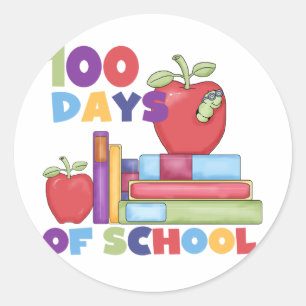 Bokar och äpplen 100 dagar för skolskjortor runt klistermärke