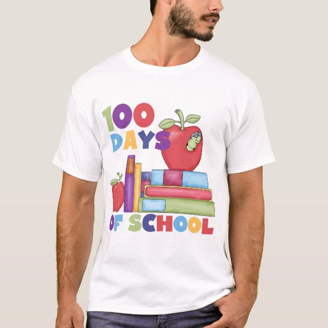 Bokar och äpplen 100 dagar för skolskjortor t shirt (Framsida)