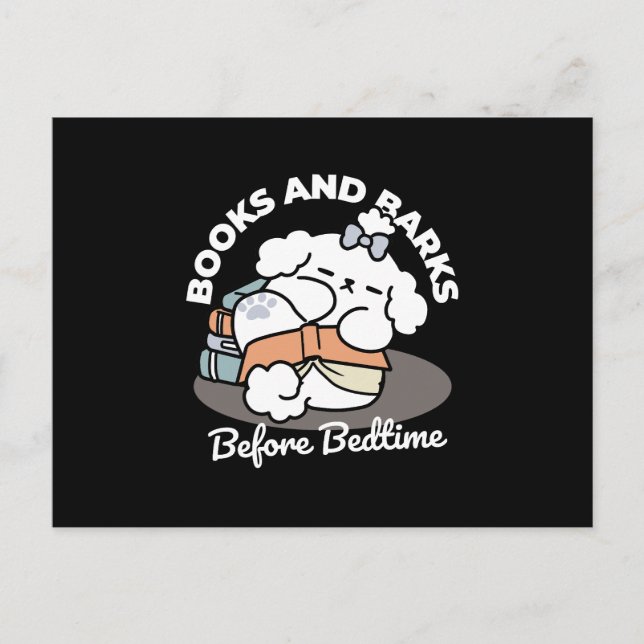 Bokar och Barkar - Tvätt Sömnig Hund Läsdesign Helg Vykort (Framsida)