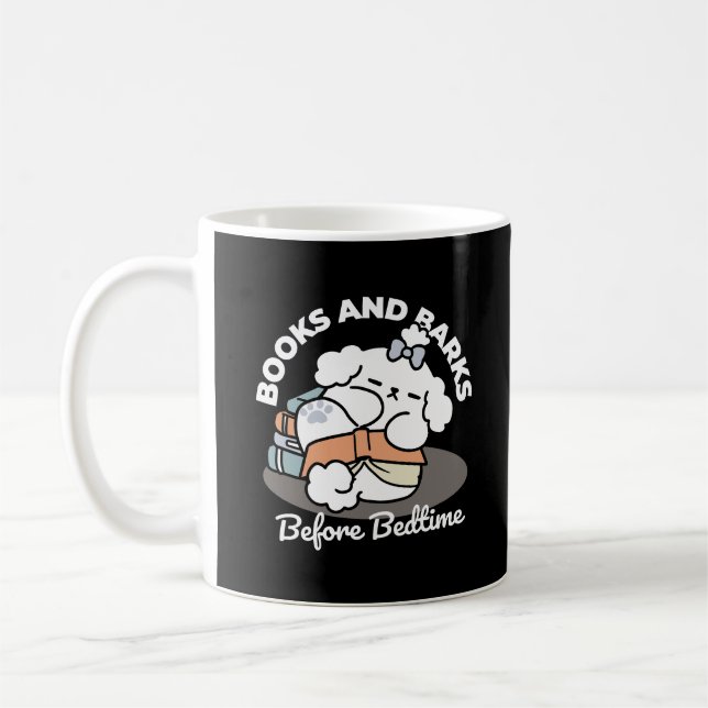 Bokar och Barkar - Tvätt Sömnig Hund Läsdesign Kaffemugg (Vänster)