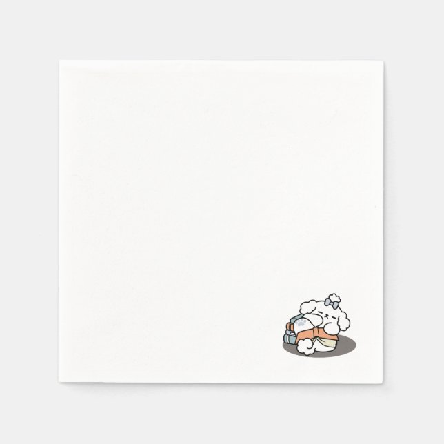 Bokar och Barkar - Tvätt Sömnig Hund Läsdesign Pappersservett (Framsidan)