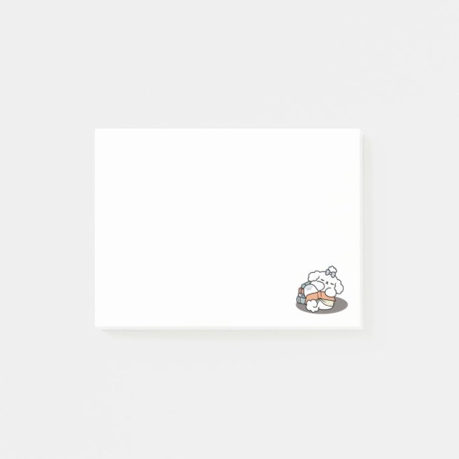 Bokar och Barkar - Tvätt Sömnig Hund Läsdesign Post-it Block (Framsida)