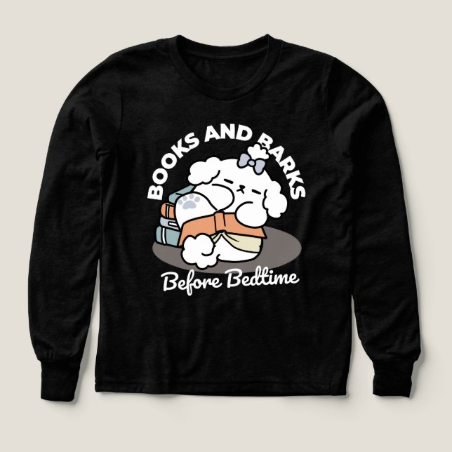 Bokar och Barkar - Tvätt Sömnig Hund Läsdesign T Shirt (Design framsida)