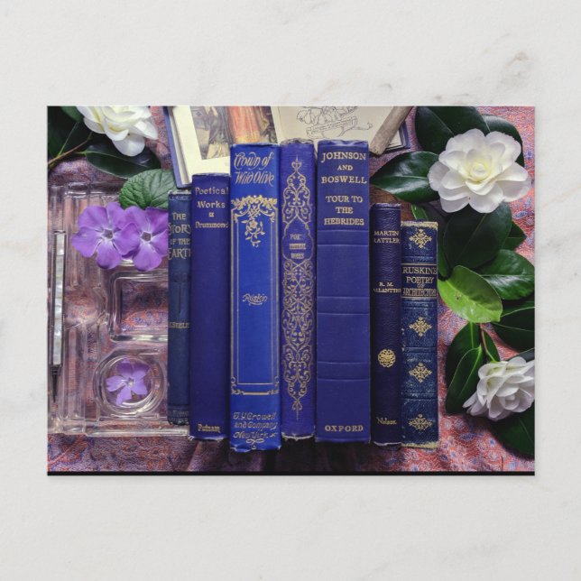 Bokar och blommor (Camellia) Vykort (Framsida)