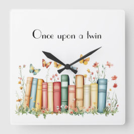 Bokar och blommor fyrkantig klocka