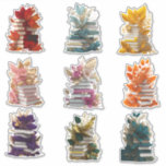 Bokar och blommor klistermärken<br><div class="desc">Bok älskare och bokmask kommer att kärlek dessa vackra och färgstarka klistermärken. Bokar med blommor och löv.</div>