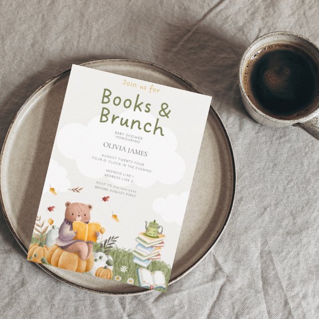Bokar och Brunch storybook babydusch Inbjudningar (Skapare uppladdad)
