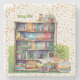 Bokar och Cat Lovers Hygge Birthday Pension Stenunderlägg