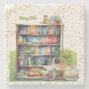 Bokar och Cat Lovers Hygge Birthday Pension Stenunderlägg
