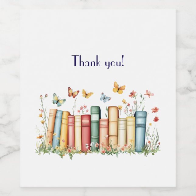 Bokar och Flowers Tack Vinflaska Etikett (Singel etikett)