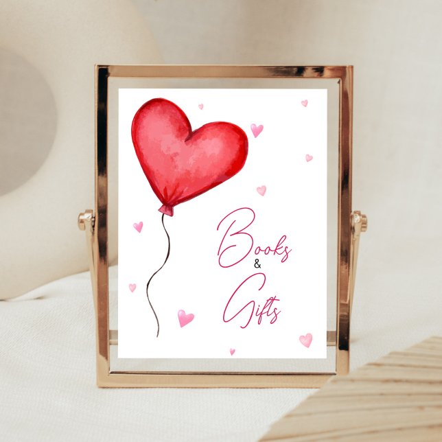 Bokar och gåvor poster (Minimalist Little Sweetheart Baby Shower Books and Gifts Sign)