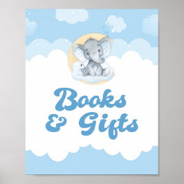 Bokar och Gift Blue Elephant Boy Shower-skylt Poster
