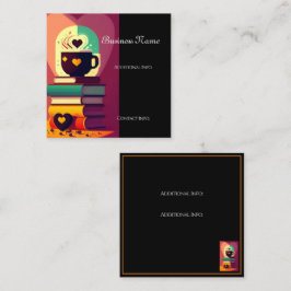 Bokar och kaffe fyrkantigt visitkort