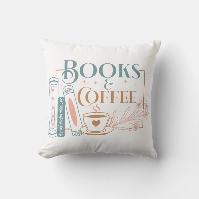 Bokar och kaffe kudde (Framsida)