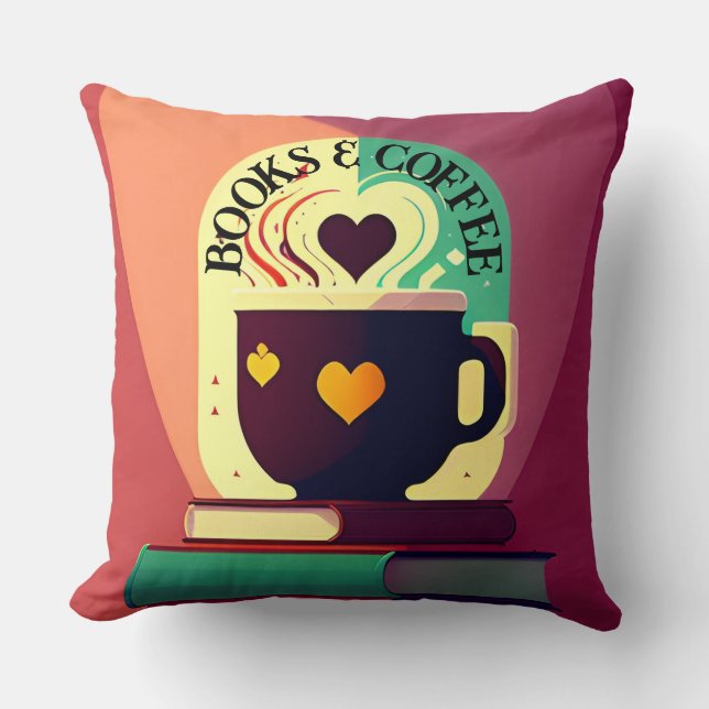 Bokar och kaffe kudde (Framsida)