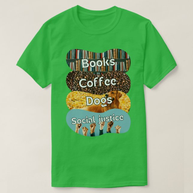 Bokar och kaffe och Hundar och Social 121 T Shirt (Design framsida)