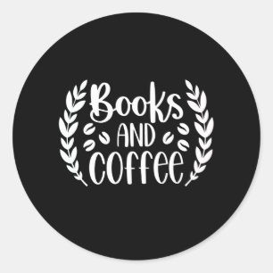 Bokar och kaffe runt klistermärke