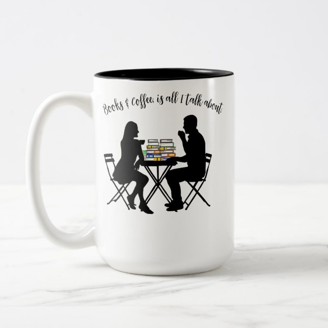 Bokar och kaffe Två-Tonad mugg (Vänster)