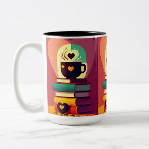 Bokar och kaffe Två-Tonad mugg