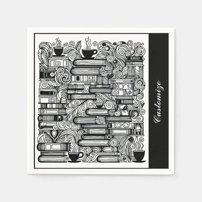 Bokar och kaffedopplås pappersservett (Framsidan)