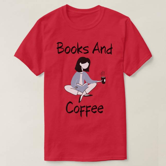 Bokar och kaffeflicka t shirt (Design framsida)