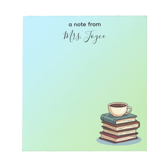 Bokar och kaffelärares Anpassningsbar Anteckningsblock (Framsida)