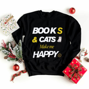 Bokar och katter gör mig Lycklig T Shirt