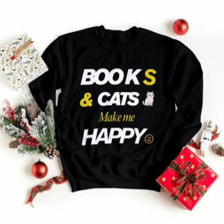 Bokar och katter gör mig Lycklig T Shirt