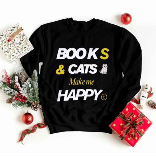 Bokar och katter gör mig Lycklig T Shirt (Skapare uppladdad)
