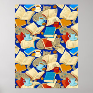 Bokar och katter i blått poster