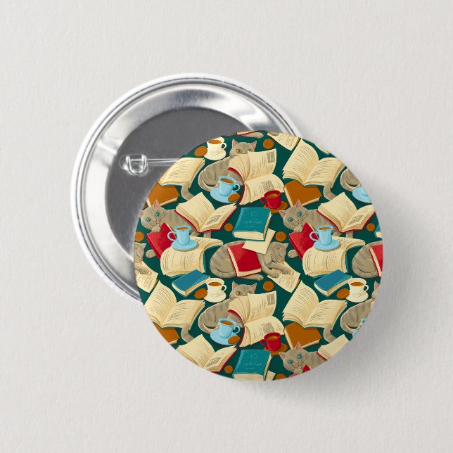 Bokar och katter knapp (Framsida & baksida)