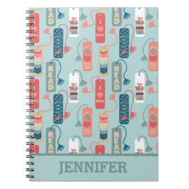 Bokar och läsning av Bokmärken, mönstrat på Anteckningsbok