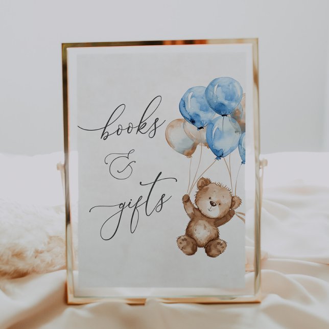 Bokar och presenter Blue Nalle Baby Shower-skylt Poster (Skapare uppladdad)