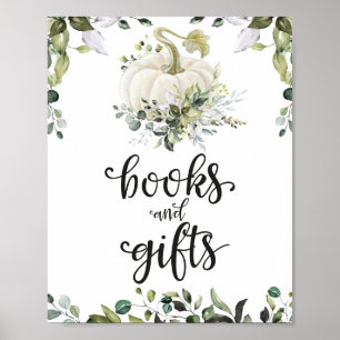 Bokar och presenter Grey Baby Shower-skylt Poster
