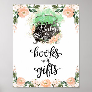 Bokar och presenter Halloween Baby Shower-skylt Poster