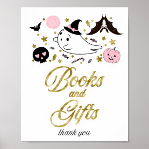 Bokar och presenter Halloween Baby Shower-skylt Poster