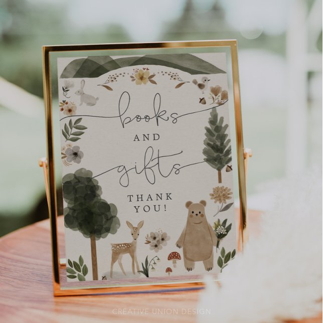 Bokar och presenter - skylt Boho Woodland Baby Sho (Skapare uppladdad)