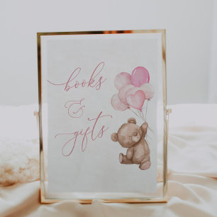 Bokar och presenterar Rosa Nalle Baby Shower- Poster