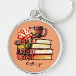 Bokar och Tea Peach Rund Silverfärgad Nyckelring