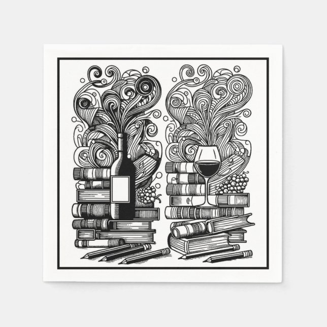 Bokar och Vin Färg Me Doodle 5 Pappersservett (Framsidan)