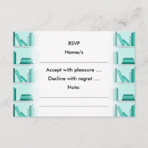 Bokar på Shelf. Design i Teal och Aqua. OSA Kort