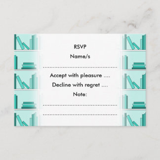 Bokar på Shelf. Design i Teal och Aqua. OSA Kort