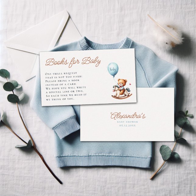 Bokar Request Barly Wait Rocking Boy Shower Tilläggskort (bearly wait books for baby card teddy bear rocking chair watercolor cute adorable character)