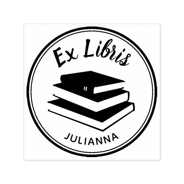 Bokar Round Personlig Ex Libris Bookplate Självfärgande Stämpel (Design)